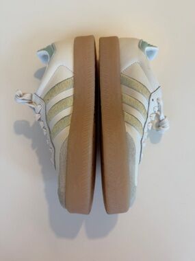 adidas Samba White Leather with Mint Green stripes